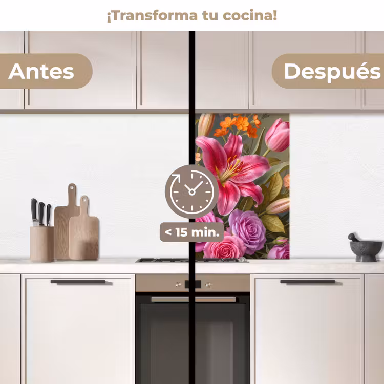 Revestimiento cocina - Flores - Ramo - Naturaleza - Colorido - Moderno — 2
