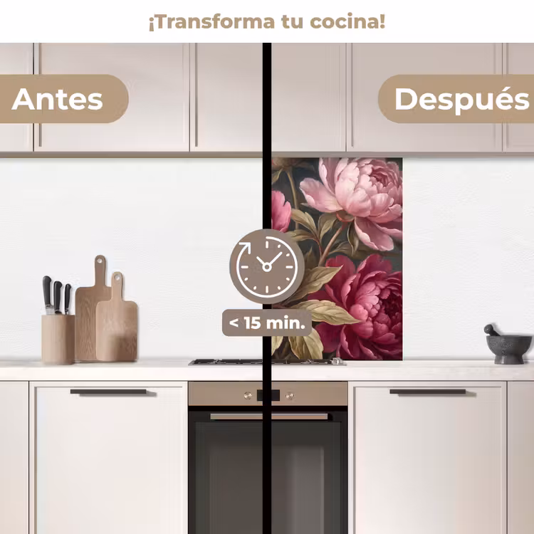 Revestimiento cocina - Flores - Rosa - Clásico - Naturaleza — 2