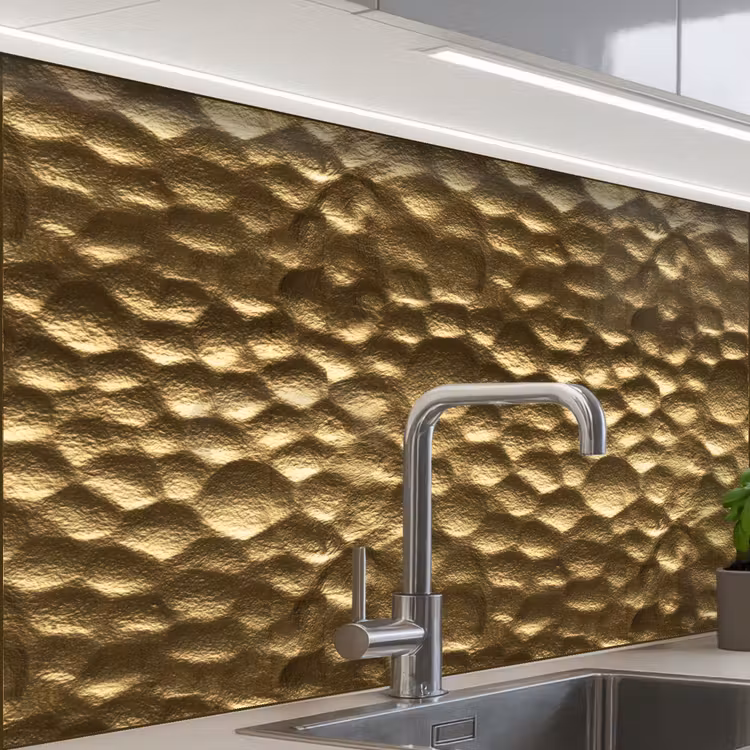 Revestimiento cocina - Martillado - Relieve - Textura - Bronce dorado — 1