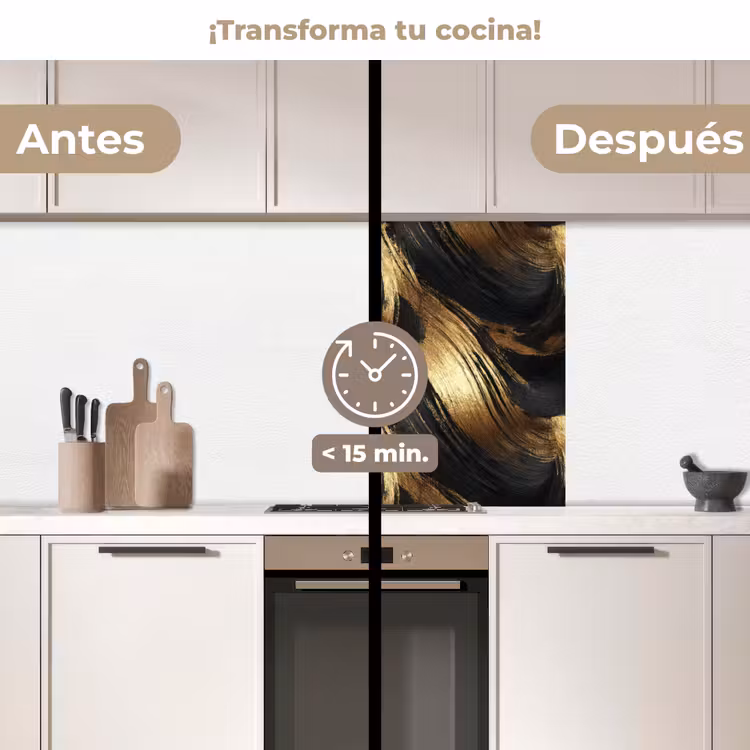 Revestimiento cocina - Pinceladas - Abstracto - Dorado - Negro — 2