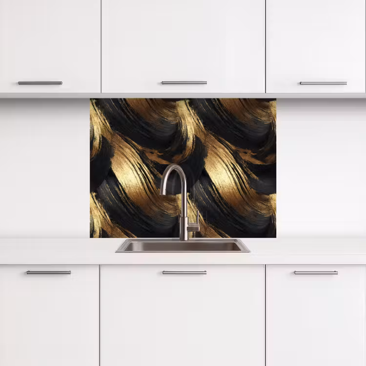 Revestimiento cocina - Pinceladas - Abstracto - Dorado - Negro — 3