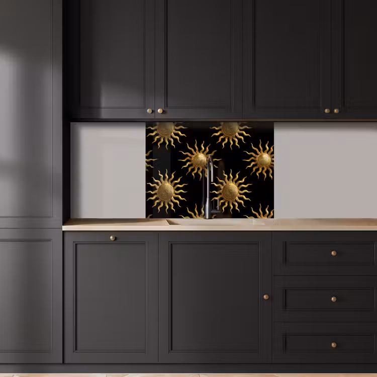 Revestimiento cocina - Sol - Estampado - Lujo - Dorado - Negro — 5