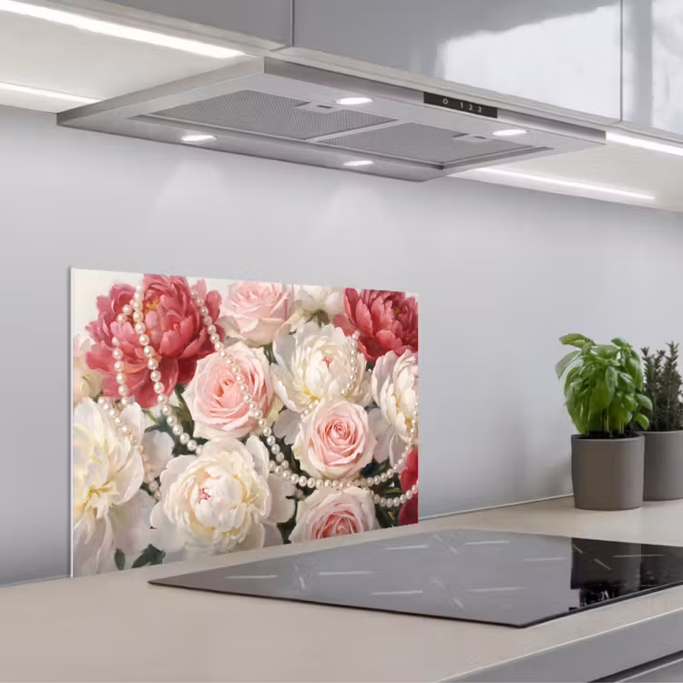 Salpicaderos de cocina - Flores - Perlas - Romanticismo - Clásico - Rosa — 1