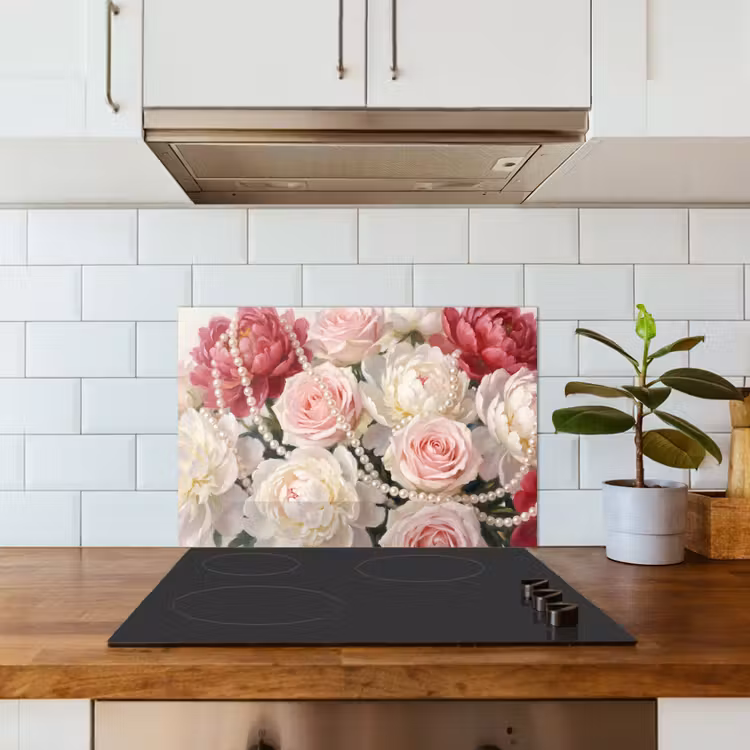 Salpicaderos de cocina - Flores - Perlas - Romanticismo - Clásico - Rosa — 3