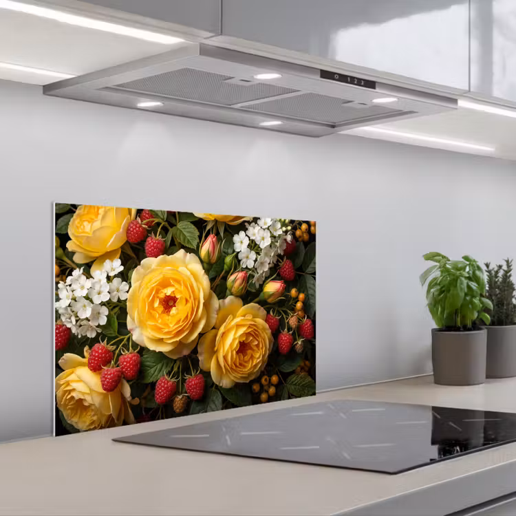 Salpicaderos de cocina - Flores - Ramo - Naturaleza - Clásico - Amarillo — 1