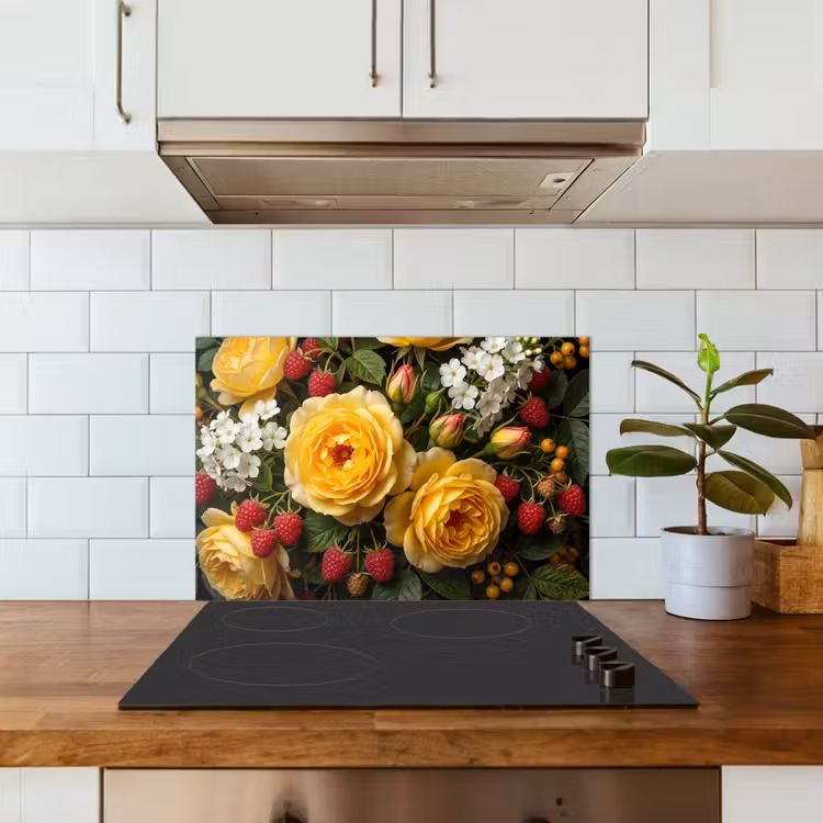 Salpicaderos de cocina - Flores - Ramo - Naturaleza - Clásico - Amarillo — 3
