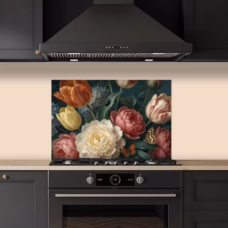 Salpicaderos de cocina - Flores - Ramo - Naturaleza - Clásico - Oscuro — 5