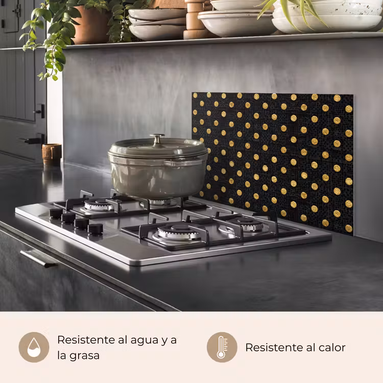 Salpicaderos de cocina - Lunares - Puntos - Dorado - Negro — 2