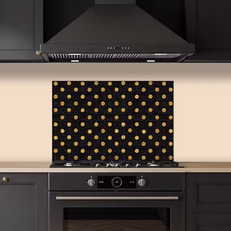 Salpicaderos de cocina - Lunares - Puntos - Dorado - Negro — 5