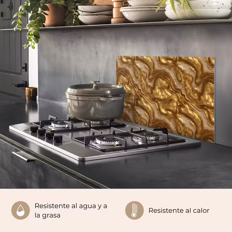 Salpicaderos de cocina - Onduladas - Orgánicas - Doradas - Crema — 2
