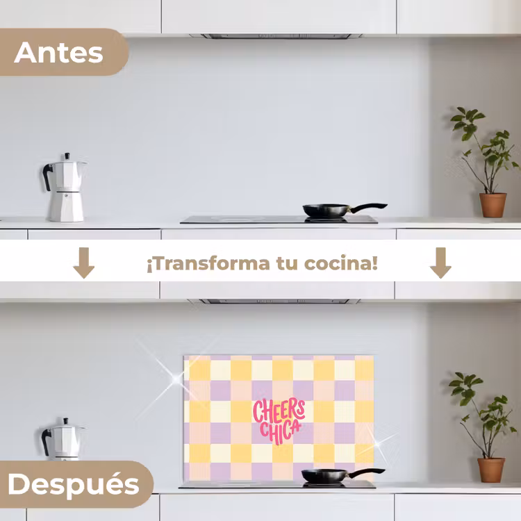 Salpicaderos de cocina - Cheers Chica - Cuadros - Lila - Amarillo — 7