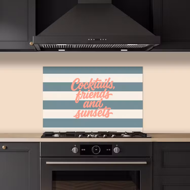 Salpicaderos de cocina - Cócteles - Rayas - Azul - Coral — 5
