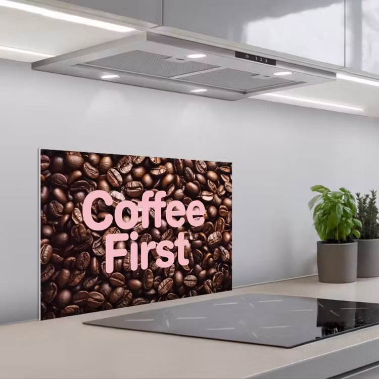 Salpicaderos de cocina - Coffee First - Granos de café - Rosa — 1