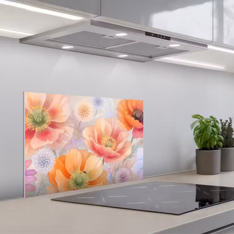 Salpicaderos de cocina - Flores - Acuarela - Naturaleza - Moderno - Colorido — 1