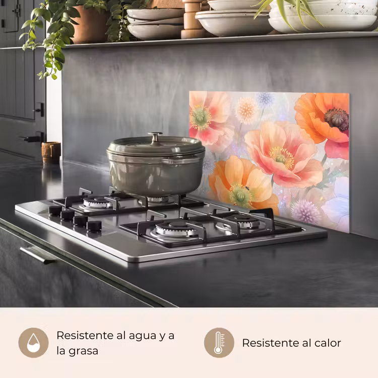 Salpicaderos de cocina - Flores - Acuarela - Naturaleza - Moderno - Colorido — 2