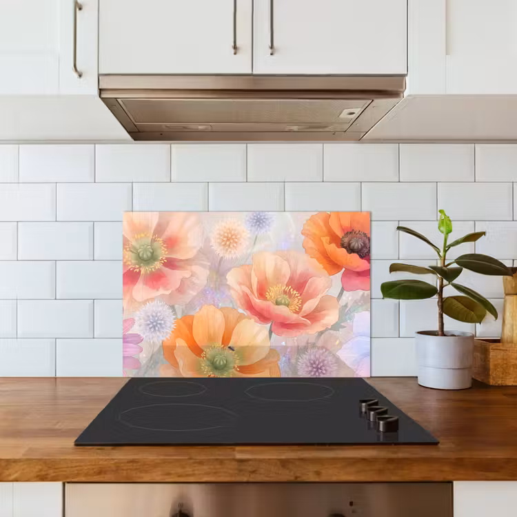 Salpicaderos de cocina - Flores - Acuarela - Naturaleza - Moderno - Colorido — 3