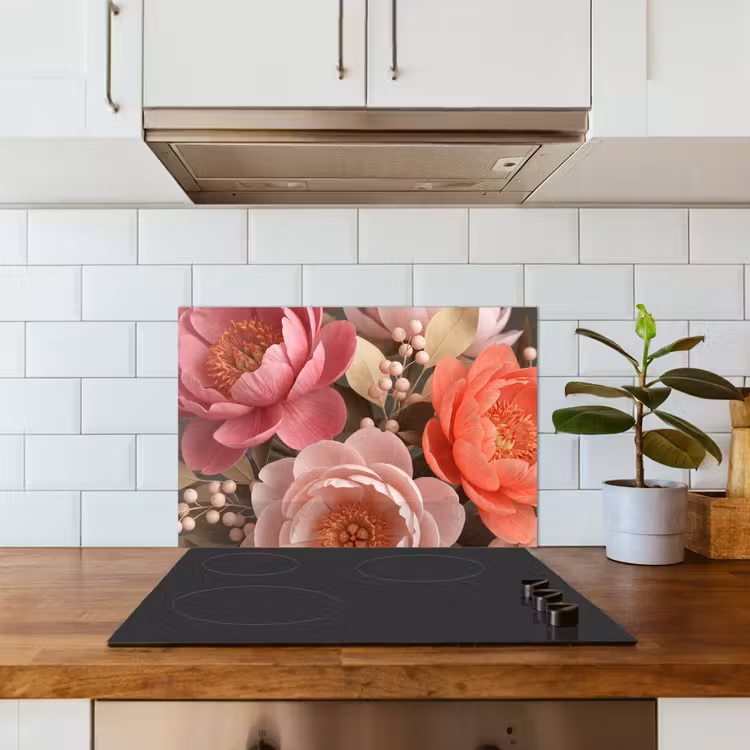 Salpicaderos de cocina - Flores - Floración - Suave - Coral - Decoración — 3