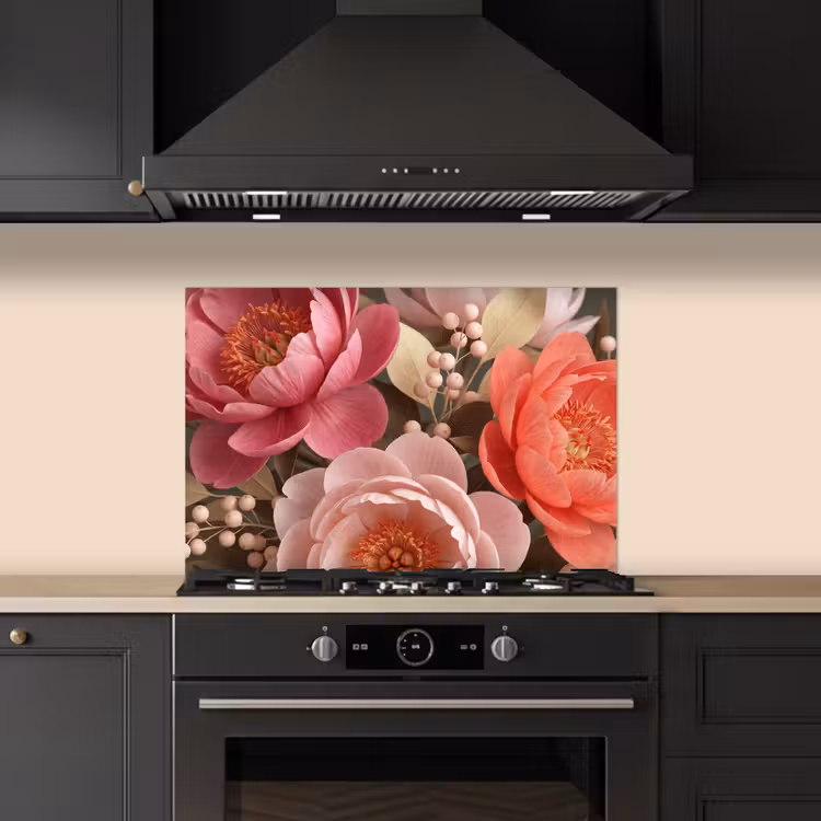 Salpicaderos de cocina - Flores - Floración - Suave - Coral - Decoración — 5