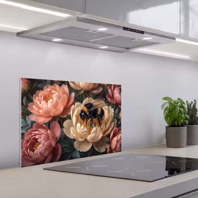 Salpicaderos de cocina - Flores - Insectos - Naturaleza - Rosa — 1