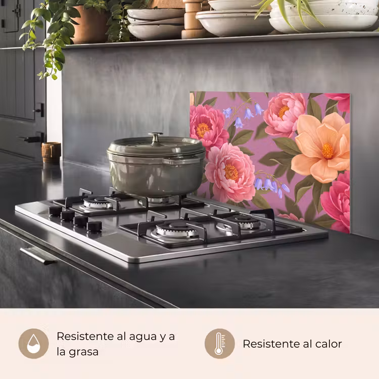 Salpicaderos de cocina - Flores - Patrón - Ilustración - Rosa — 2