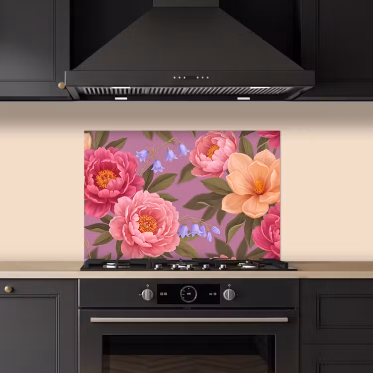 Salpicaderos de cocina - Flores - Patrón - Ilustración - Rosa — 5