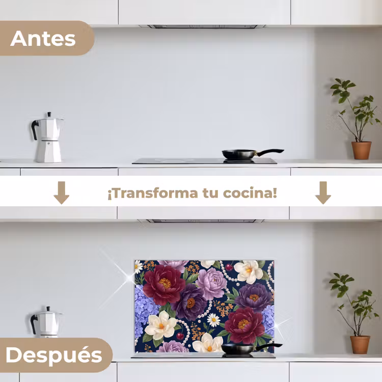 Salpicaderos de cocina - Flores - Perlas - Decoración - Moderno - Azul — 7