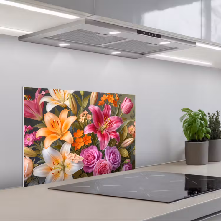 Salpicaderos de cocina - Flores - Ramo - Naturaleza - Colorido - Moderno — 1