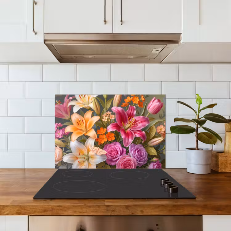 Salpicaderos de cocina - Flores - Ramo - Naturaleza - Colorido - Moderno — 3
