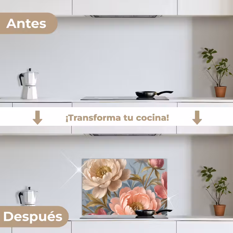Salpicaderos de cocina - Flores - Rosa - Beige - Moderno - Naturaleza — 7