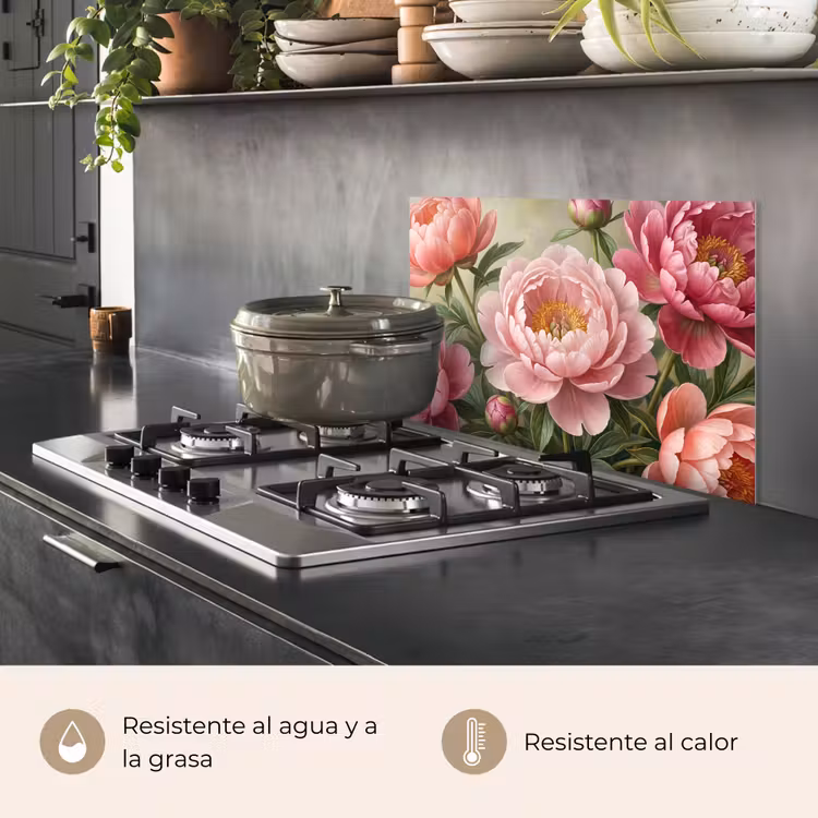 Salpicaderos de cocina - Flores - Rosa - Clásico - Detallado - Naturaleza — 2