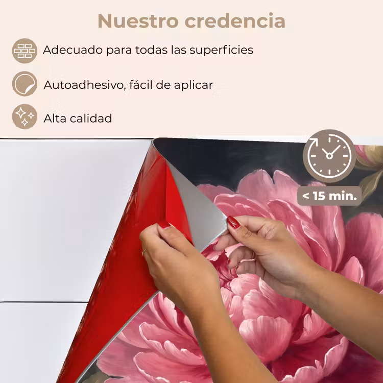 Salpicaderos de cocina - Flores - Rosa - Clásico - Naturaleza — 4