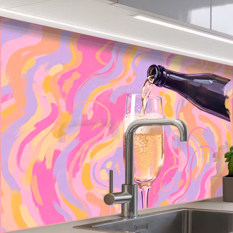 Revestimiento cocina - Bebida - Servir - Fiesta - Abstracto - Rosa — 1