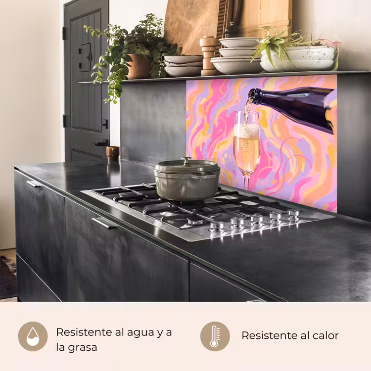 Revestimiento cocina - Bebida - Servir - Fiesta - Abstracto - Rosa — 4