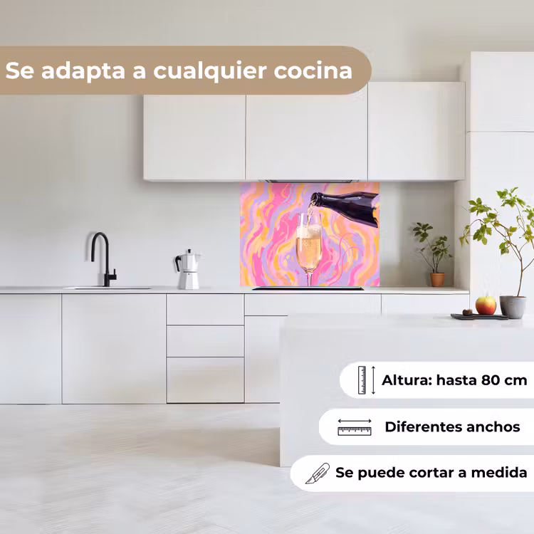 Revestimiento cocina - Bebida - Servir - Fiesta - Abstracto - Rosa — 6