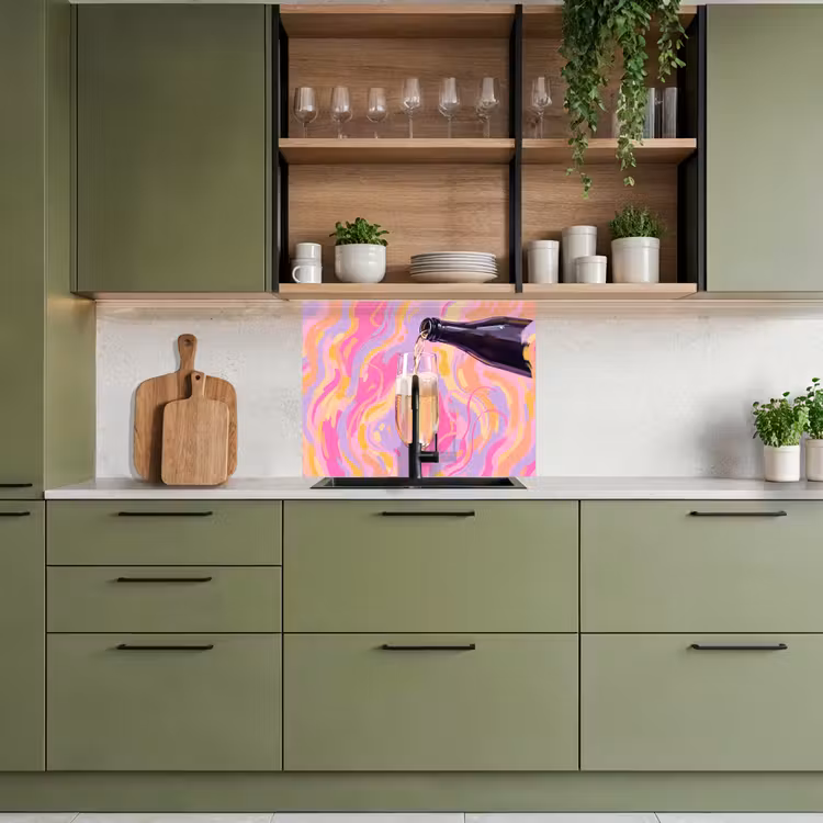 Revestimiento cocina - Bebida - Servir - Fiesta - Abstracto - Rosa — 7
