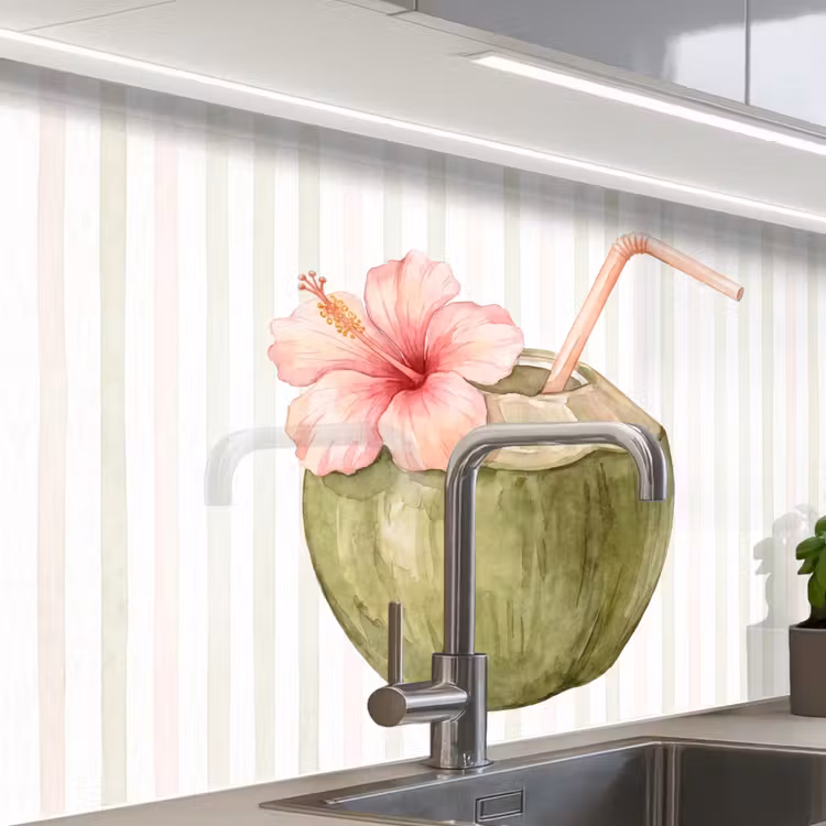 Revestimiento cocina - Coco - Bebida - Tropical - Ilustración - Verano — 1