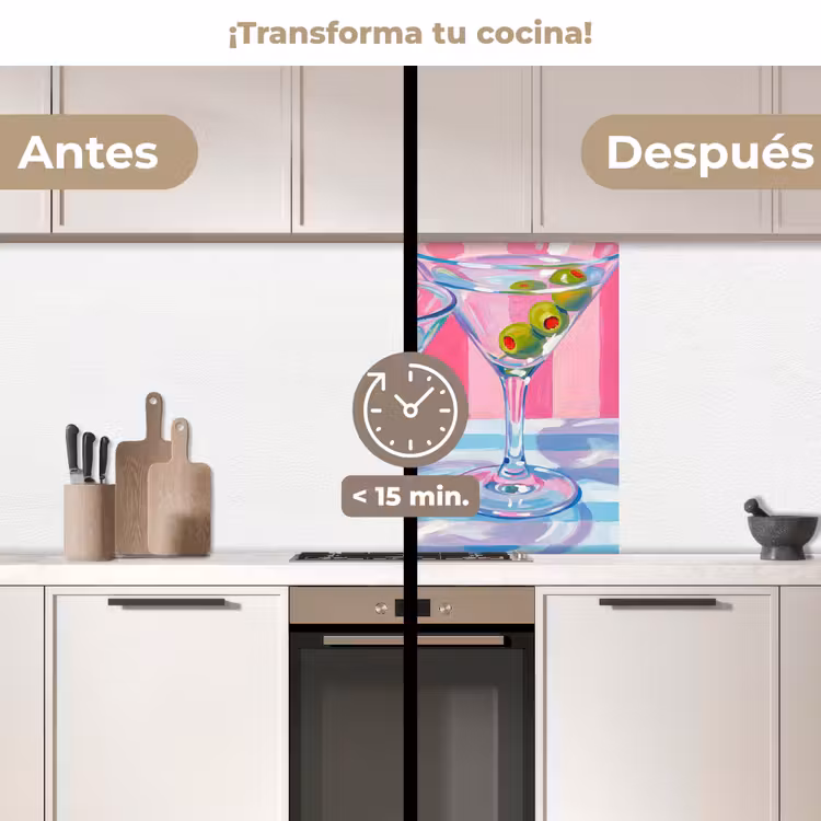 Revestimiento cocina - Cóctel - Aceitunas - Arte - Moderno - Rosa — 2