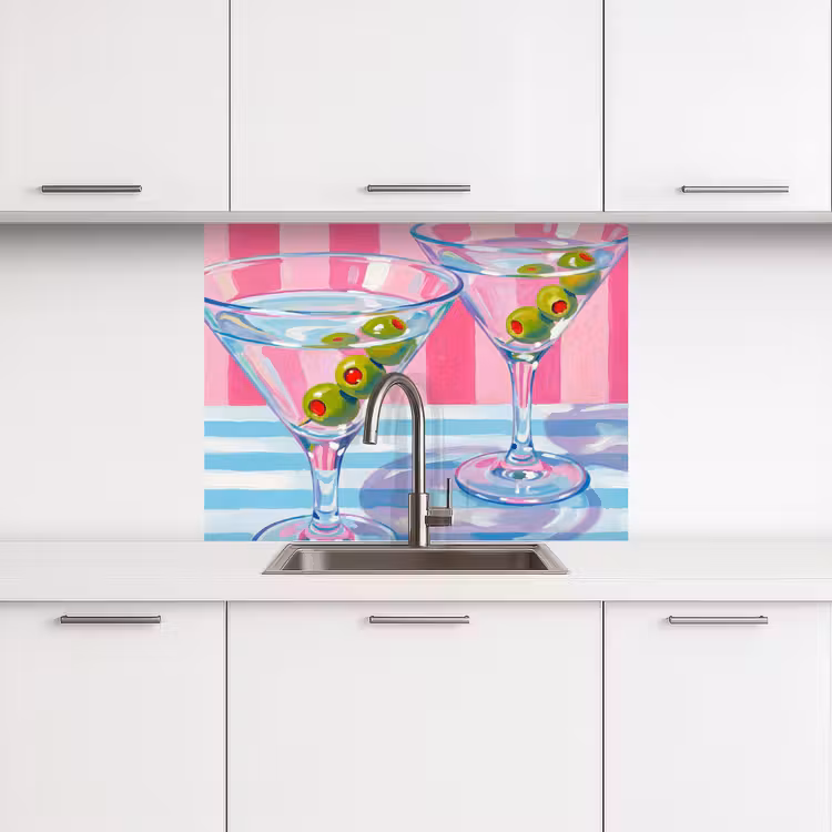 Revestimiento cocina - Cóctel - Aceitunas - Arte - Moderno - Rosa — 3