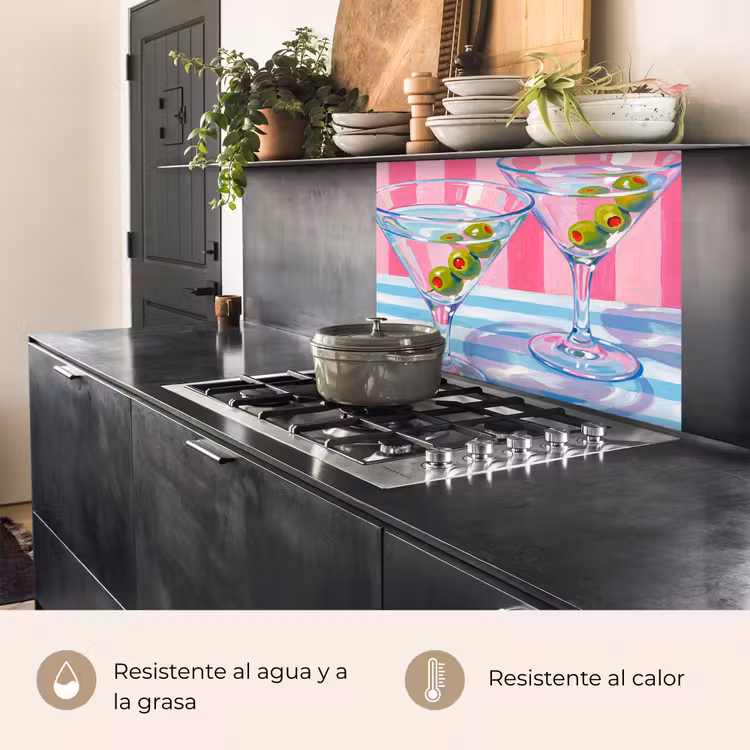 Revestimiento cocina - Cóctel - Aceitunas - Arte - Moderno - Rosa — 4