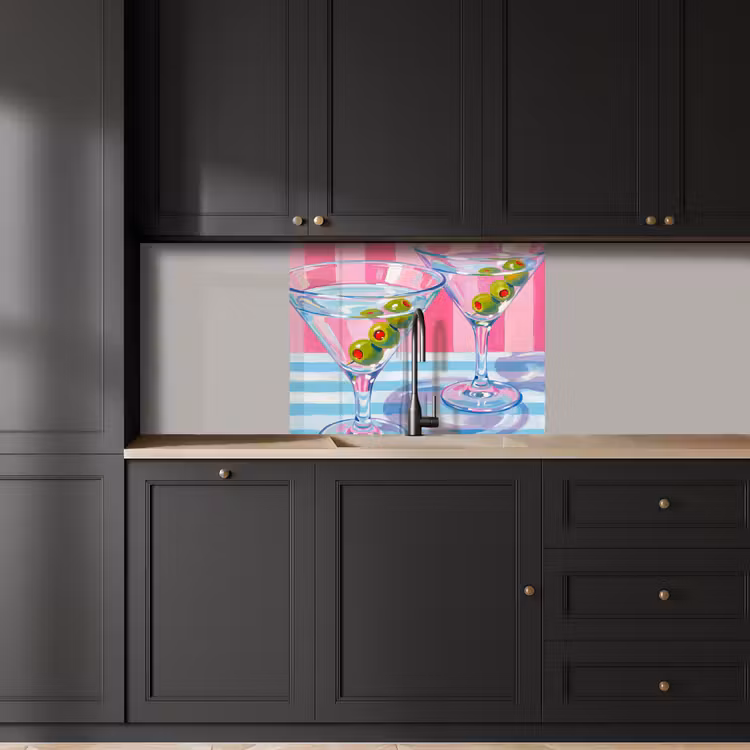 Revestimiento cocina - Cóctel - Aceitunas - Arte - Moderno - Rosa — 5