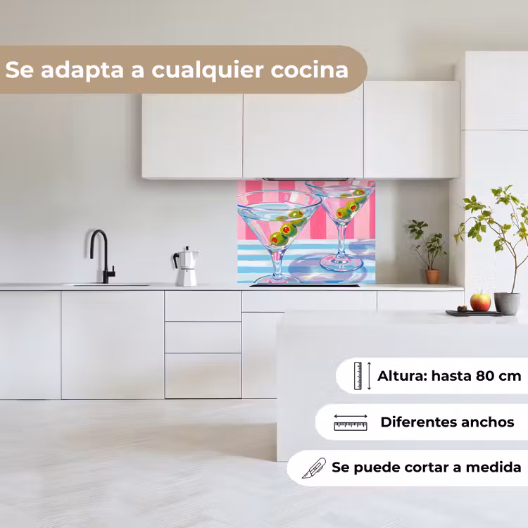 Revestimiento cocina - Cóctel - Aceitunas - Arte - Moderno - Rosa — 6
