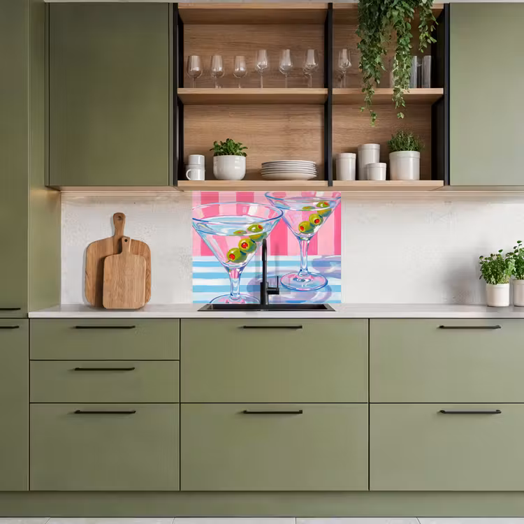 Revestimiento cocina - Cóctel - Aceitunas - Arte - Moderno - Rosa — 7