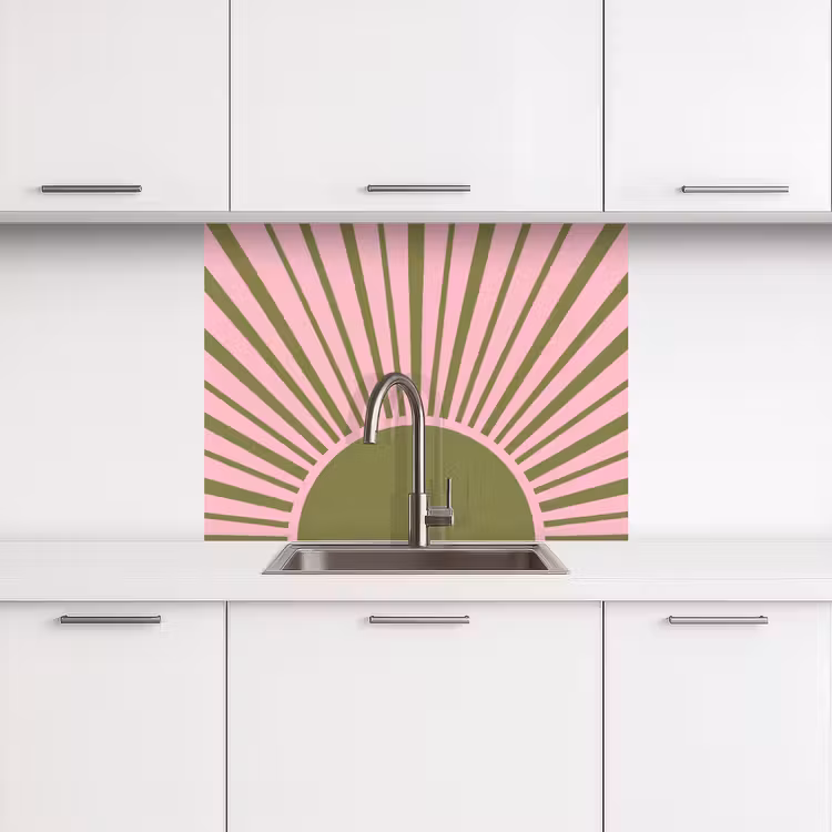 Revestimiento cocina - Resumen - Rayos - Gráfico - Rosa - Verde — 3