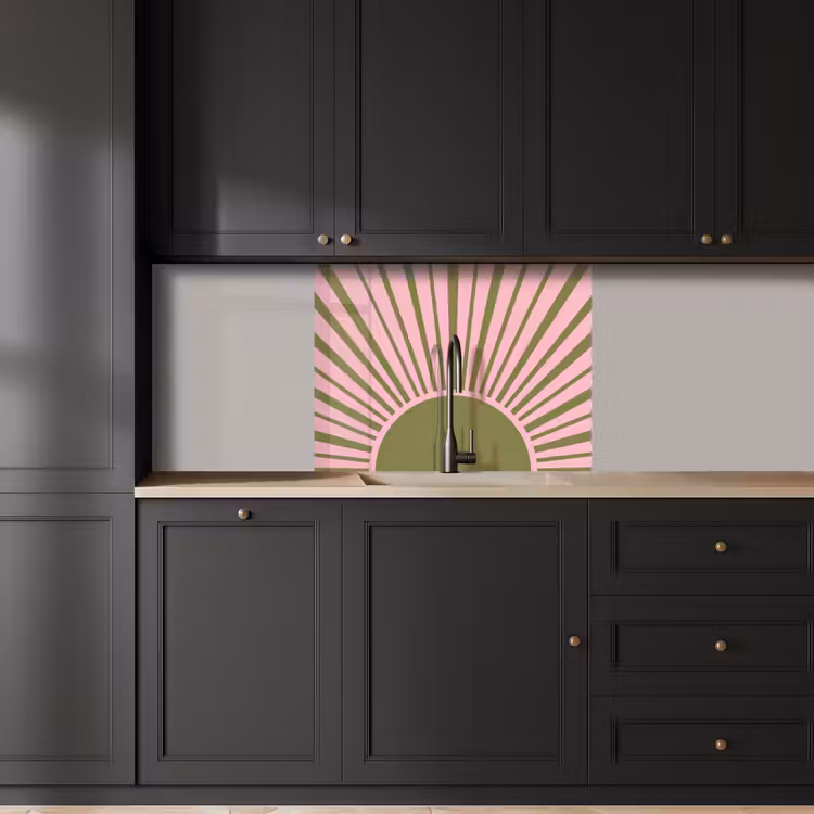 Revestimiento cocina - Resumen - Rayos - Gráfico - Rosa - Verde — 5