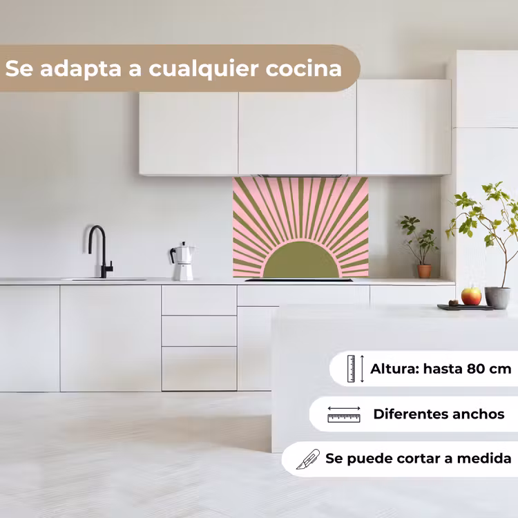 Revestimiento cocina - Resumen - Rayos - Gráfico - Rosa - Verde — 6