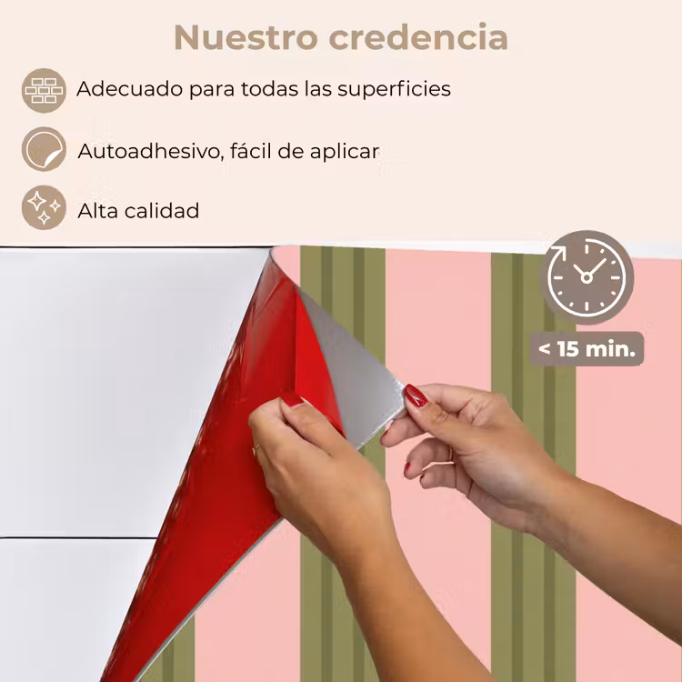 Salpicaderos de cocina - Estampado - Rayas - Abstracto - Rosa - Verde — 4