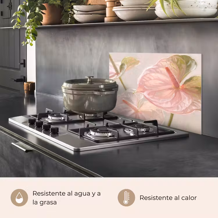 Salpicaderos de cocina - Flores - Pastel - Abstracto - Naturaleza - Verde — 2