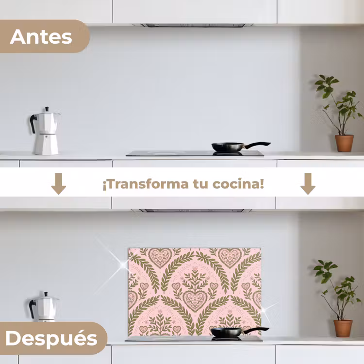Salpicaderos de cocina - Motivo - Corazón - Flores - Folclórico - Rosa — 7