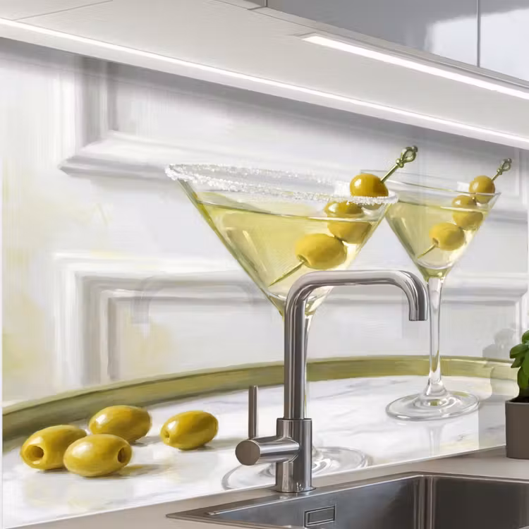 Revestimiento cocina - Bebida - Martini - Aceitunas - Moderno - Blanco — 1