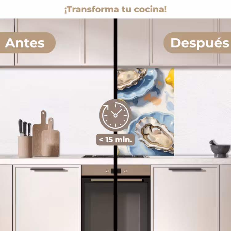 Revestimiento cocina - Comida - Ostras - Limones - Moderno - Amarillo — 2